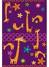 Разноцветный круглый ковер детский FUNKY Giraffe a violet