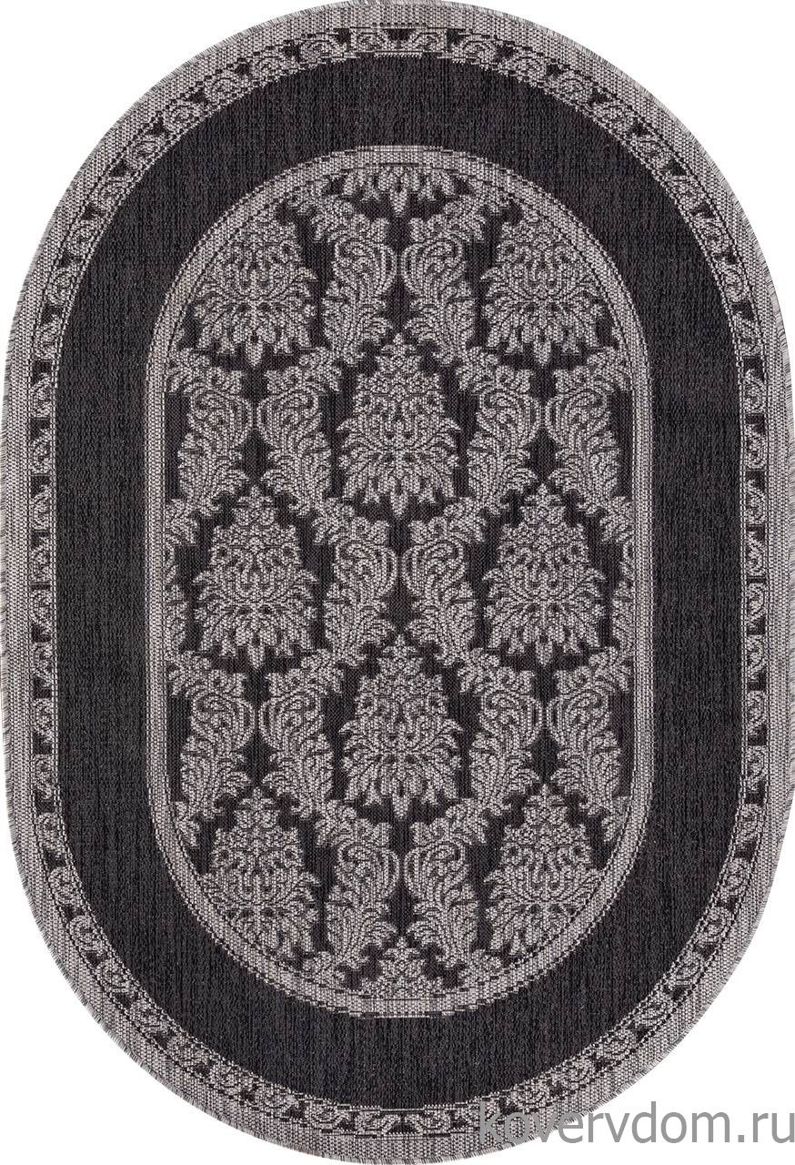 Ковер циновка VEGAS S001 BLACK-GRAY Овал