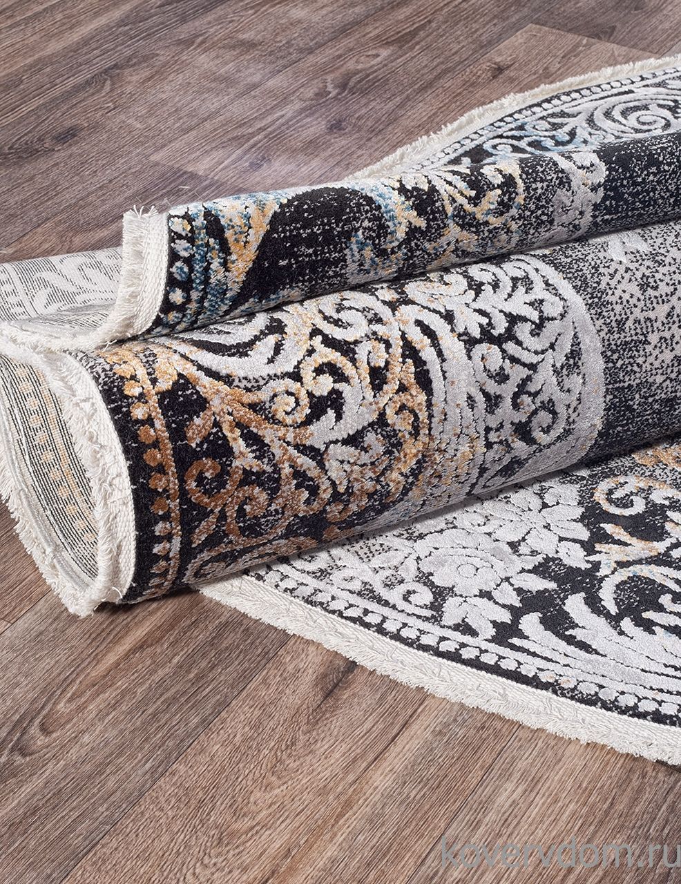 Ковер ERVA 18131 GRAY / BLACK Овал Ковер ERVA 18131 GRAY / BLACK Овал